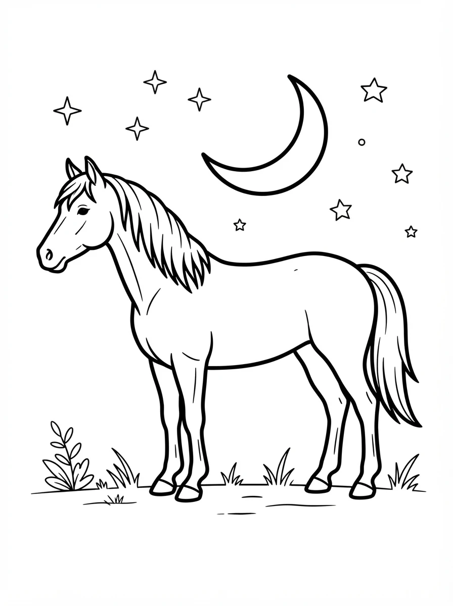 Pferd unter dem Sternenhimmel