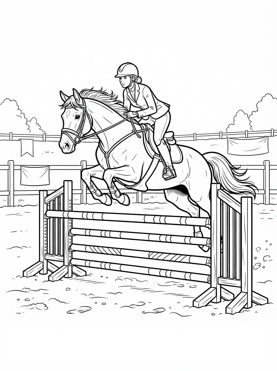 Springendes Pferd im Parcours