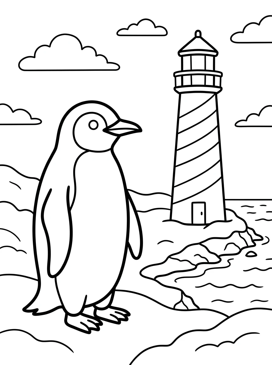 Pinguin am Leuchtturm