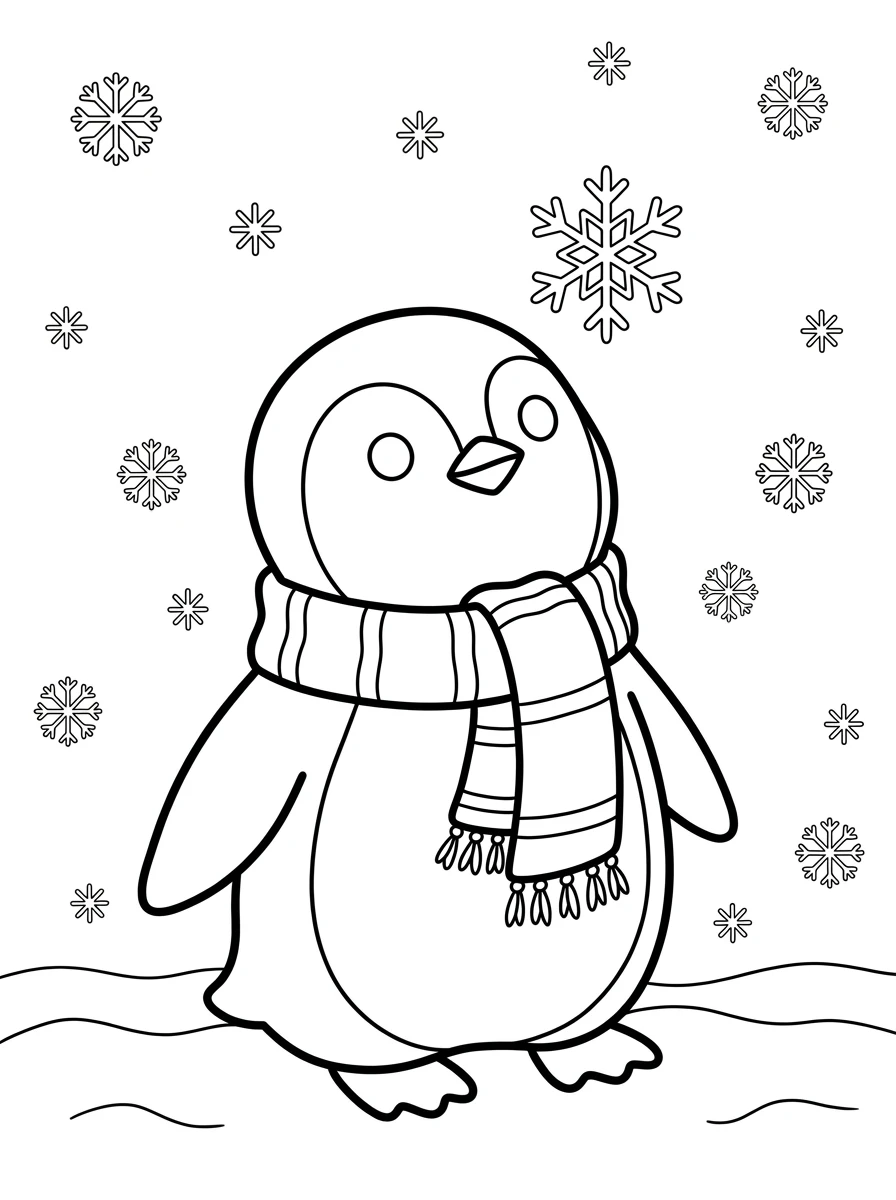 Pinguin mit kuscheligem Winterschal