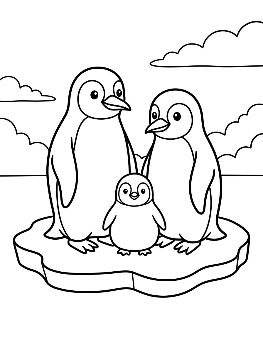 Pinguinfamilie auf der Eisscholle