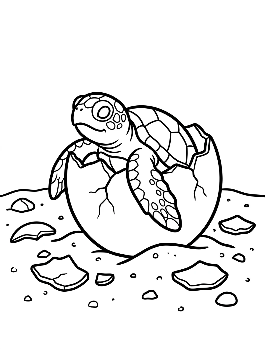 Baby-Schildkröte schlüpft am Strand