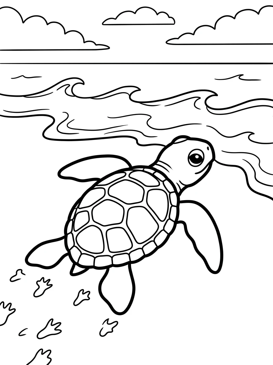 Kleine Schildkröte am Strand