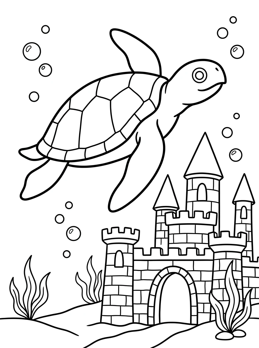 Schildkröte am versunkenen Schloss