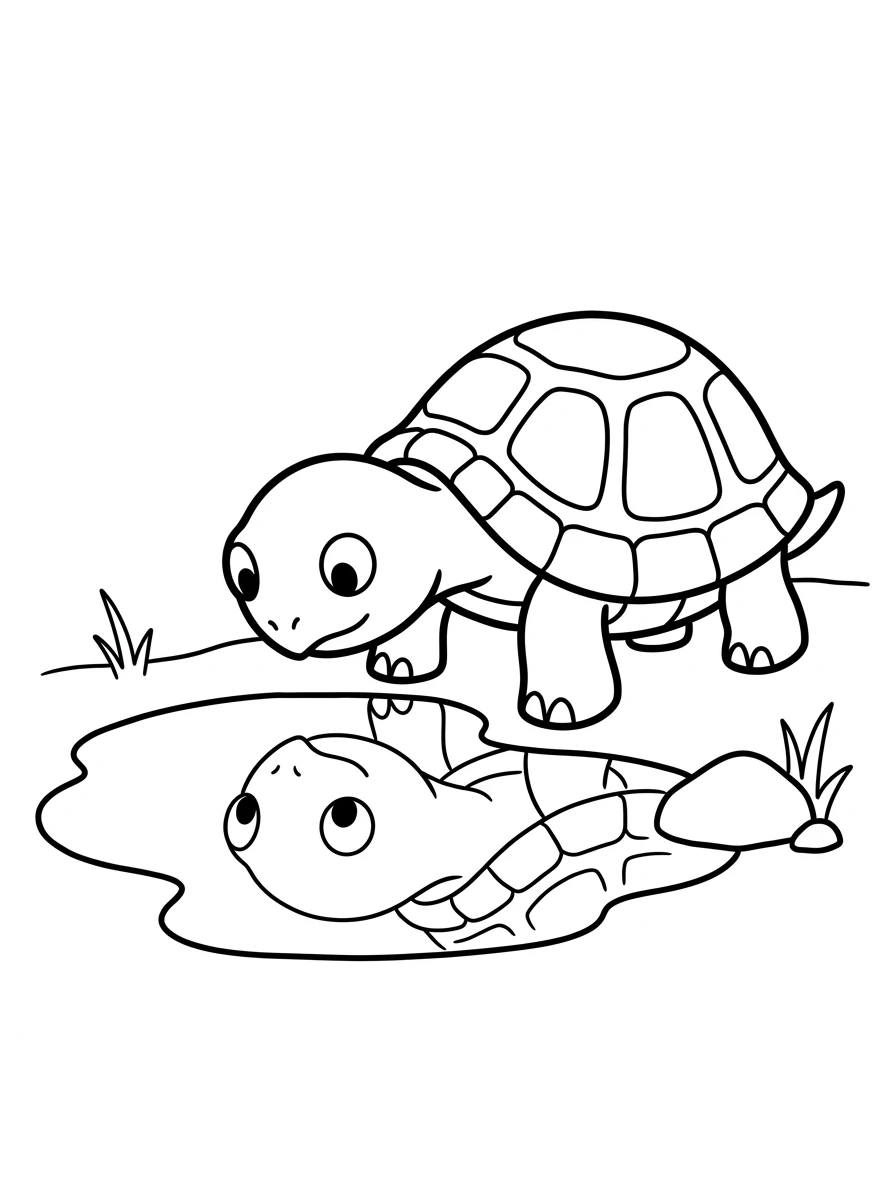 Schildkröte betrachtet ihre Spiegelung