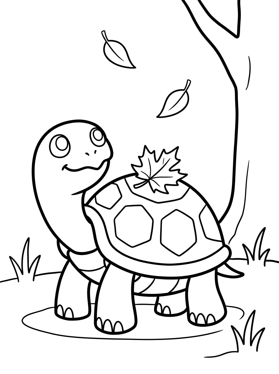 Schildkröte fängt ein Blatt