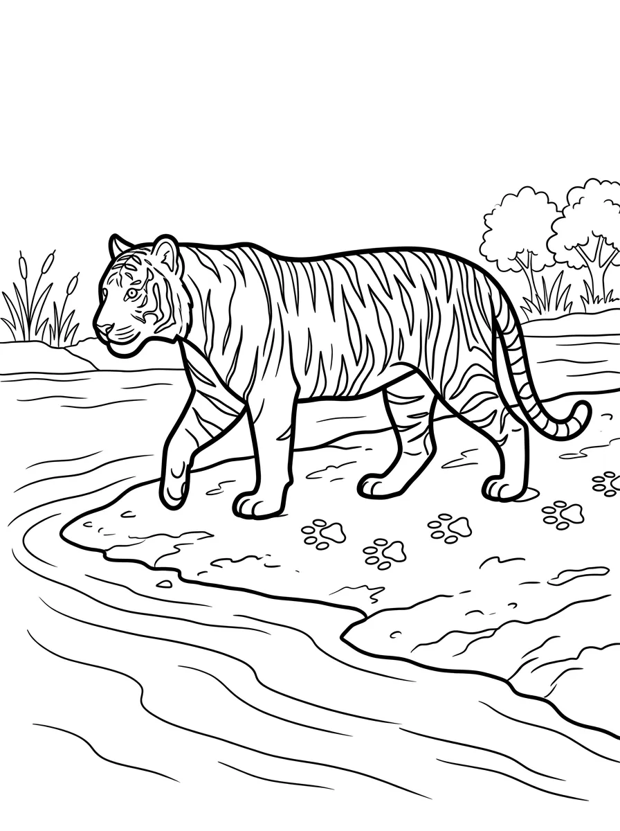 Tiger am Flussufer