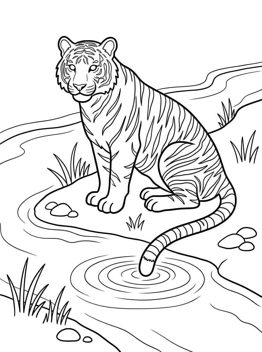 Tiger am kühlen Bach