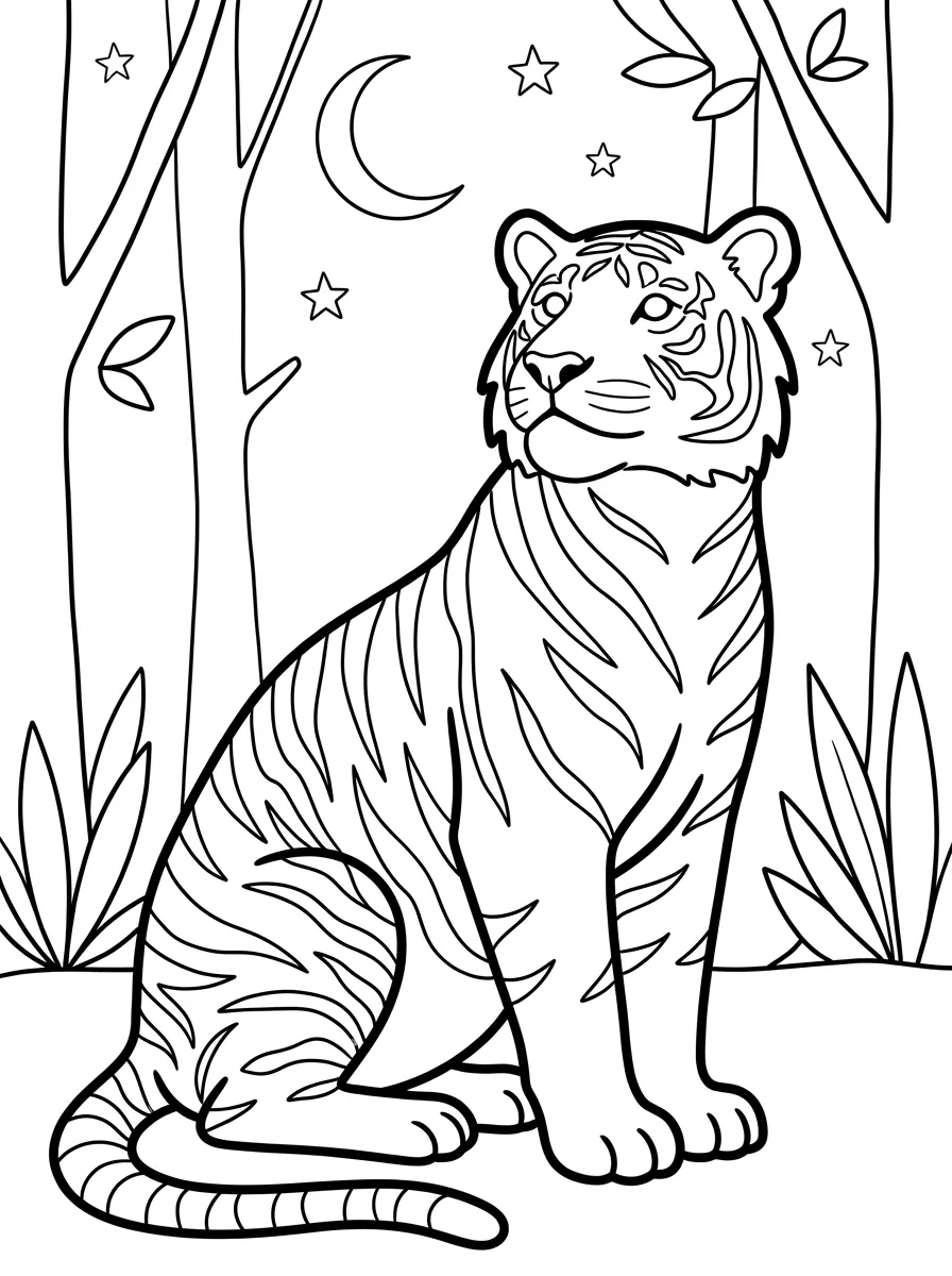 Tiger unter dem Sichelmond