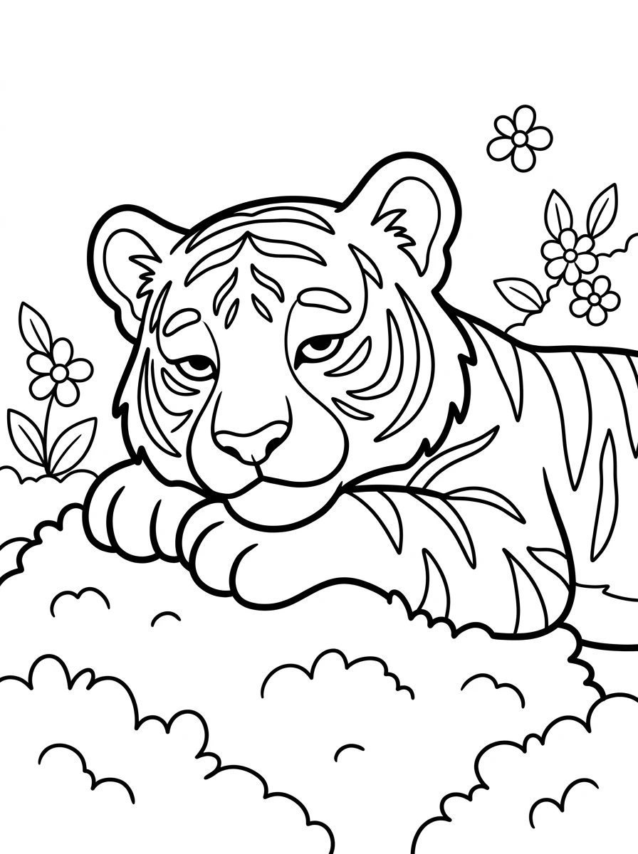 Tigerchen auf einem Mooshügel