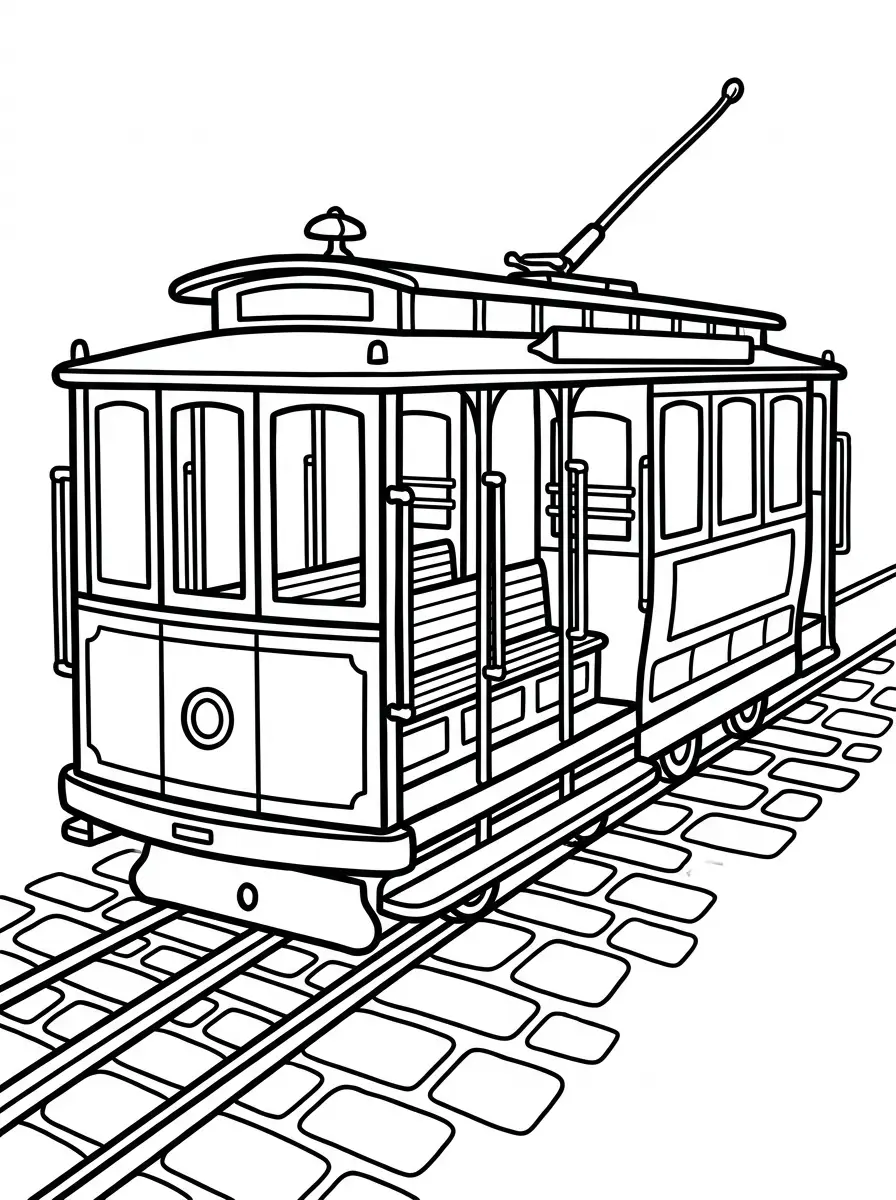 Historische Straßenbahn auf Kopfsteinpflaster
