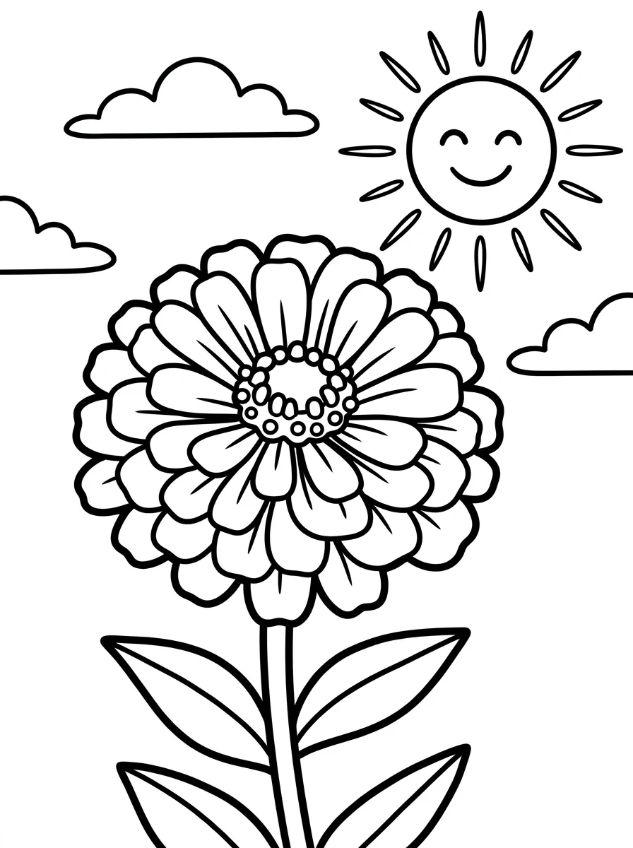 Blühende Zinnie im Sonnenschein