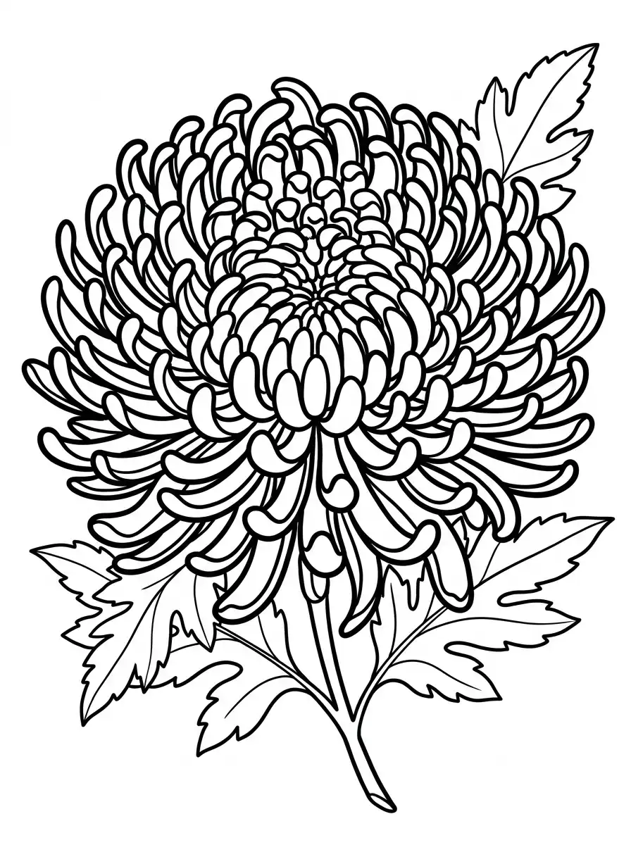 Prachtvolle Chrysantheme mit Blättern