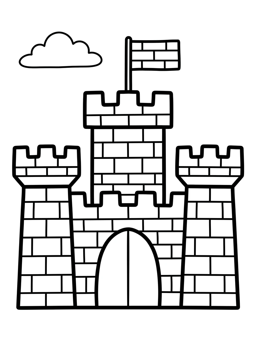Einfache Burg mit Flagge