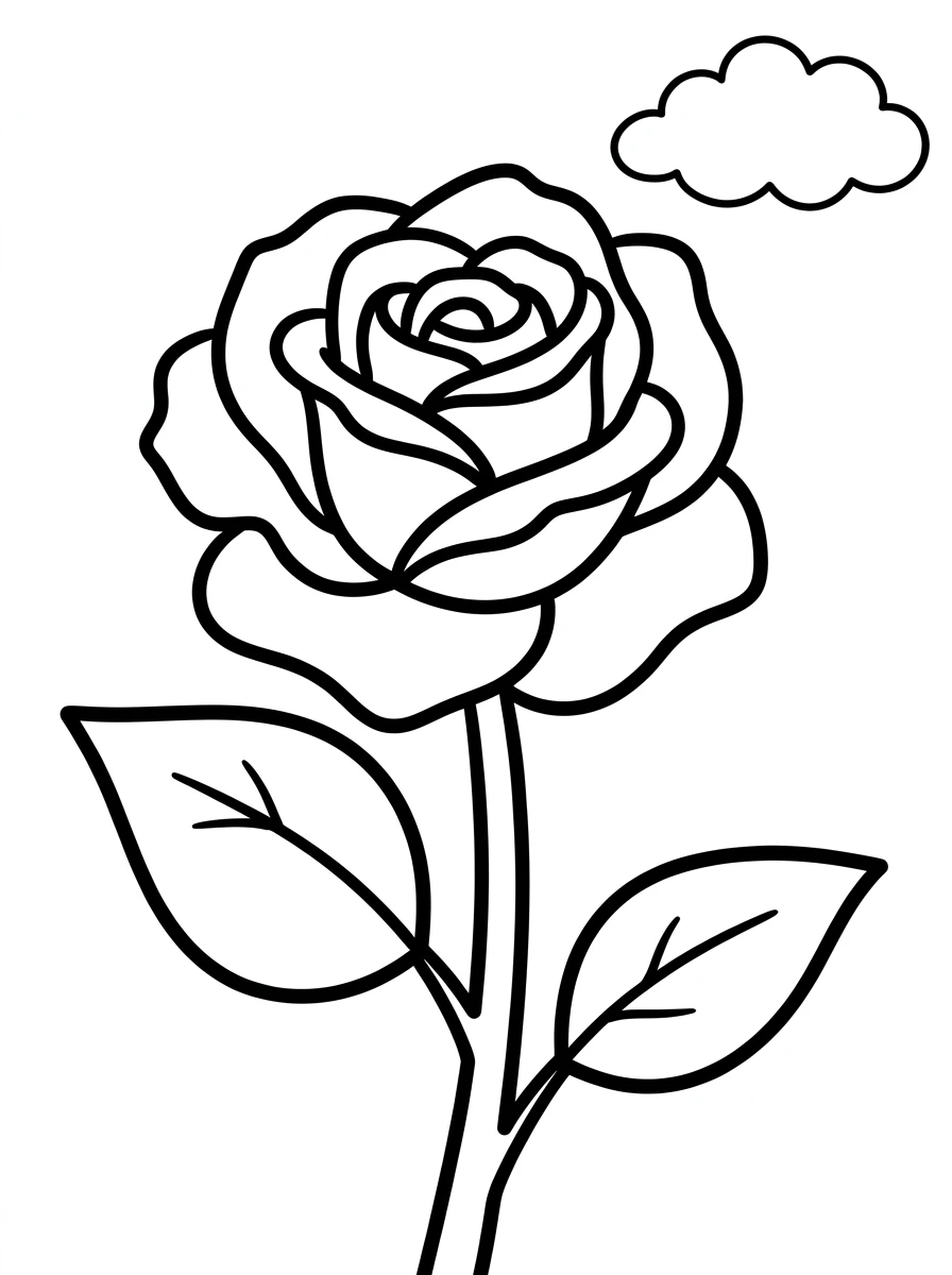 Einfache Rose mit Blättern