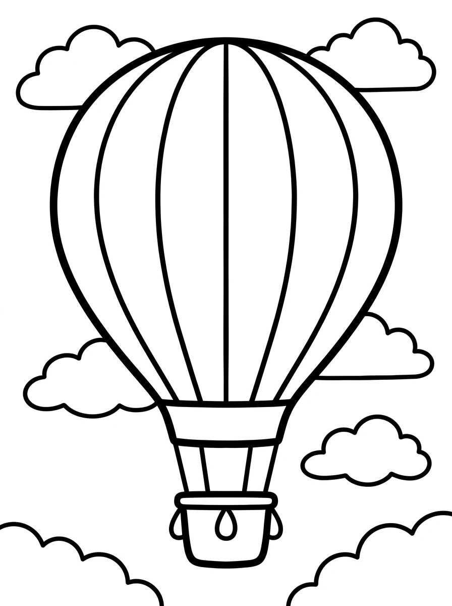 Einfacher Heißluftballon am Himmel