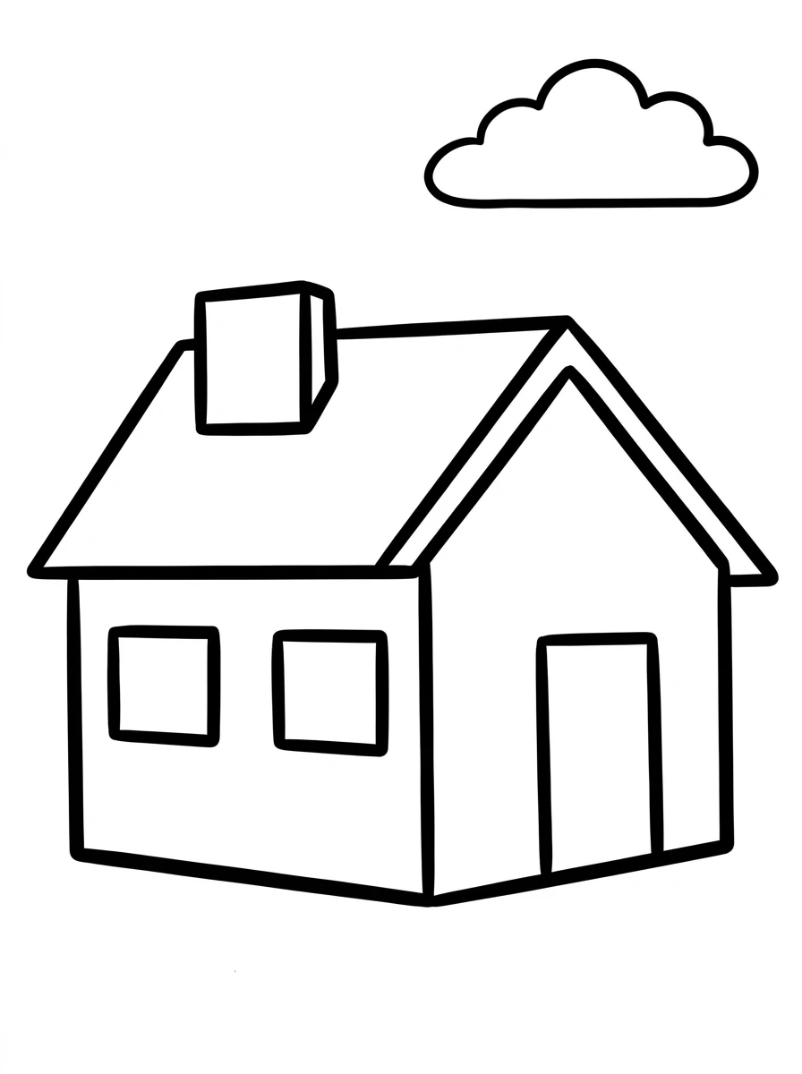 Einfaches Haus mit Wolke