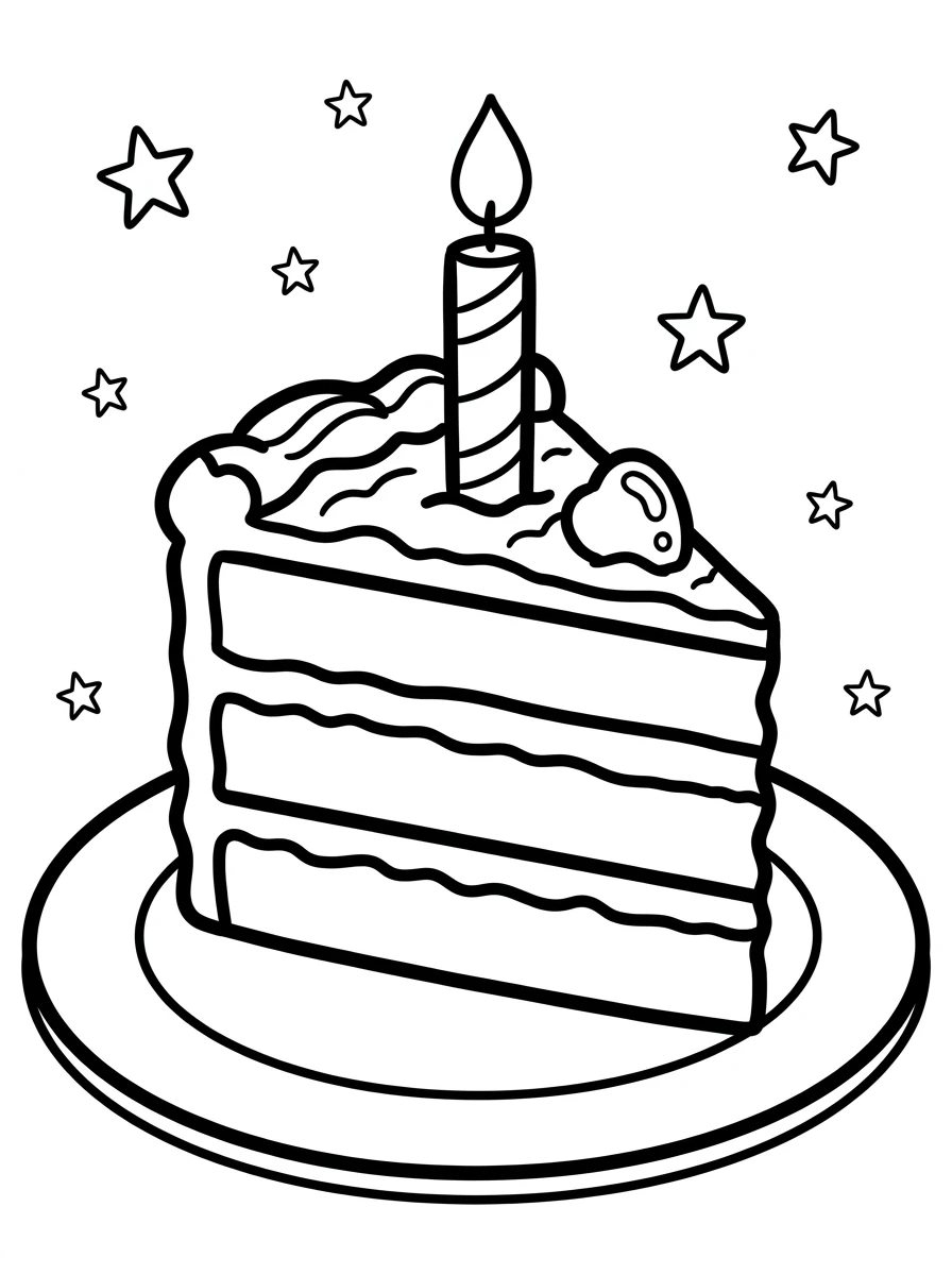 Einfaches Kuchenstück mit Kerze