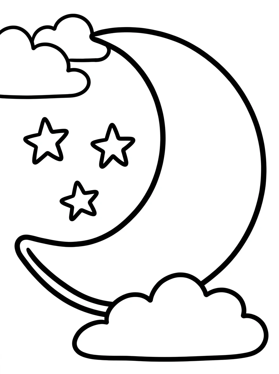 Großer Mond mit Sternen