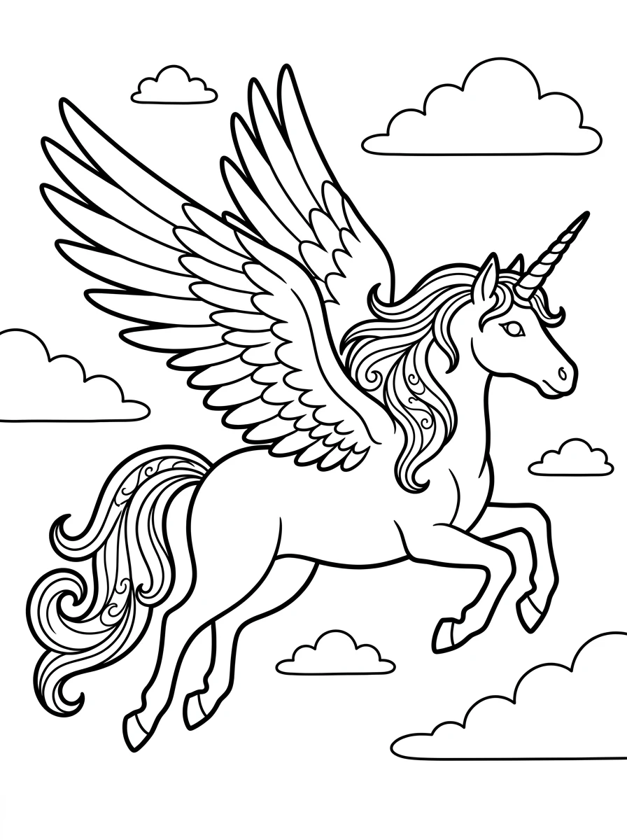 Einhorn fliegt am Nachthimmel