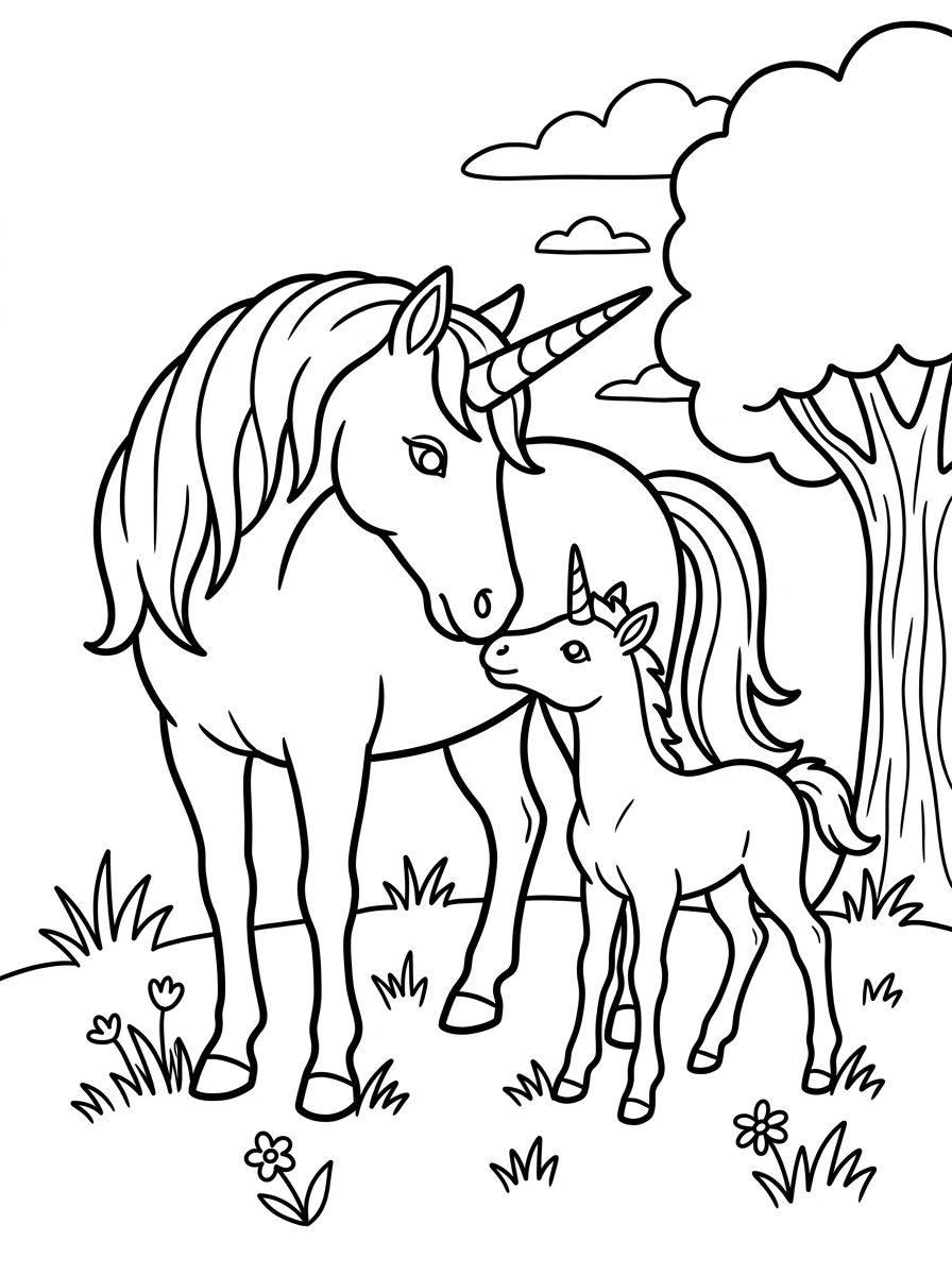 Einhorn hinter einem Pilz