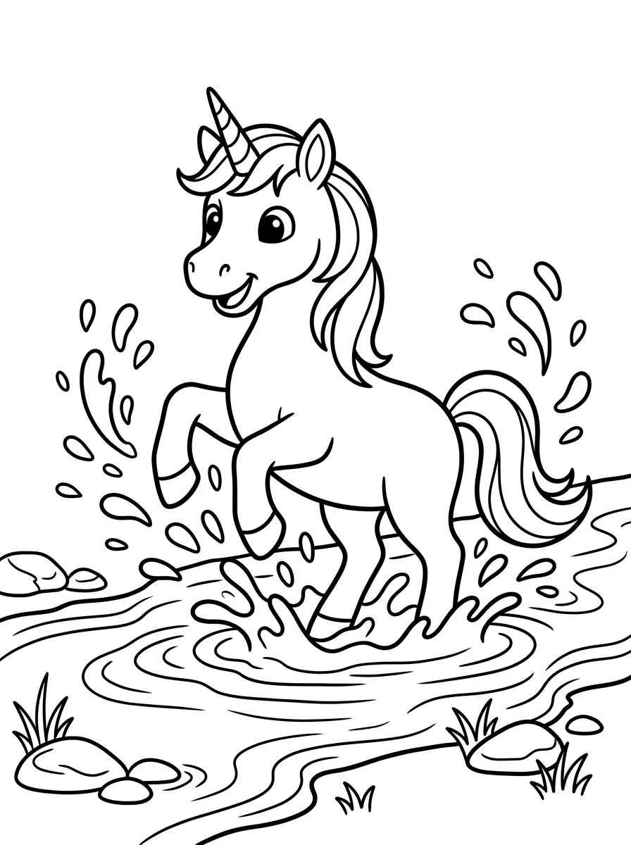 Einhorn läuft durch den Wald