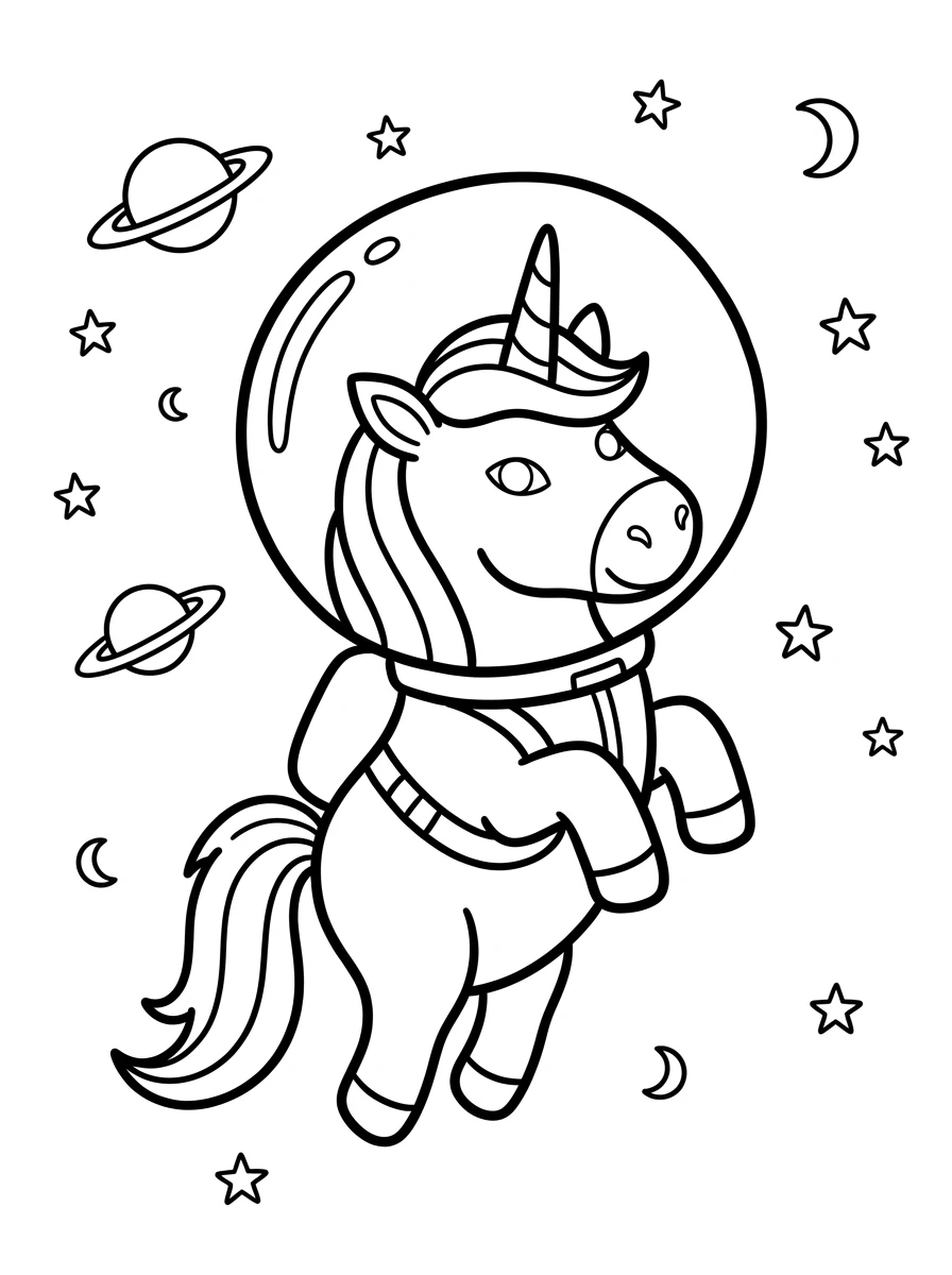 Ausmalbilder Einhorn in der Kristallhöhle