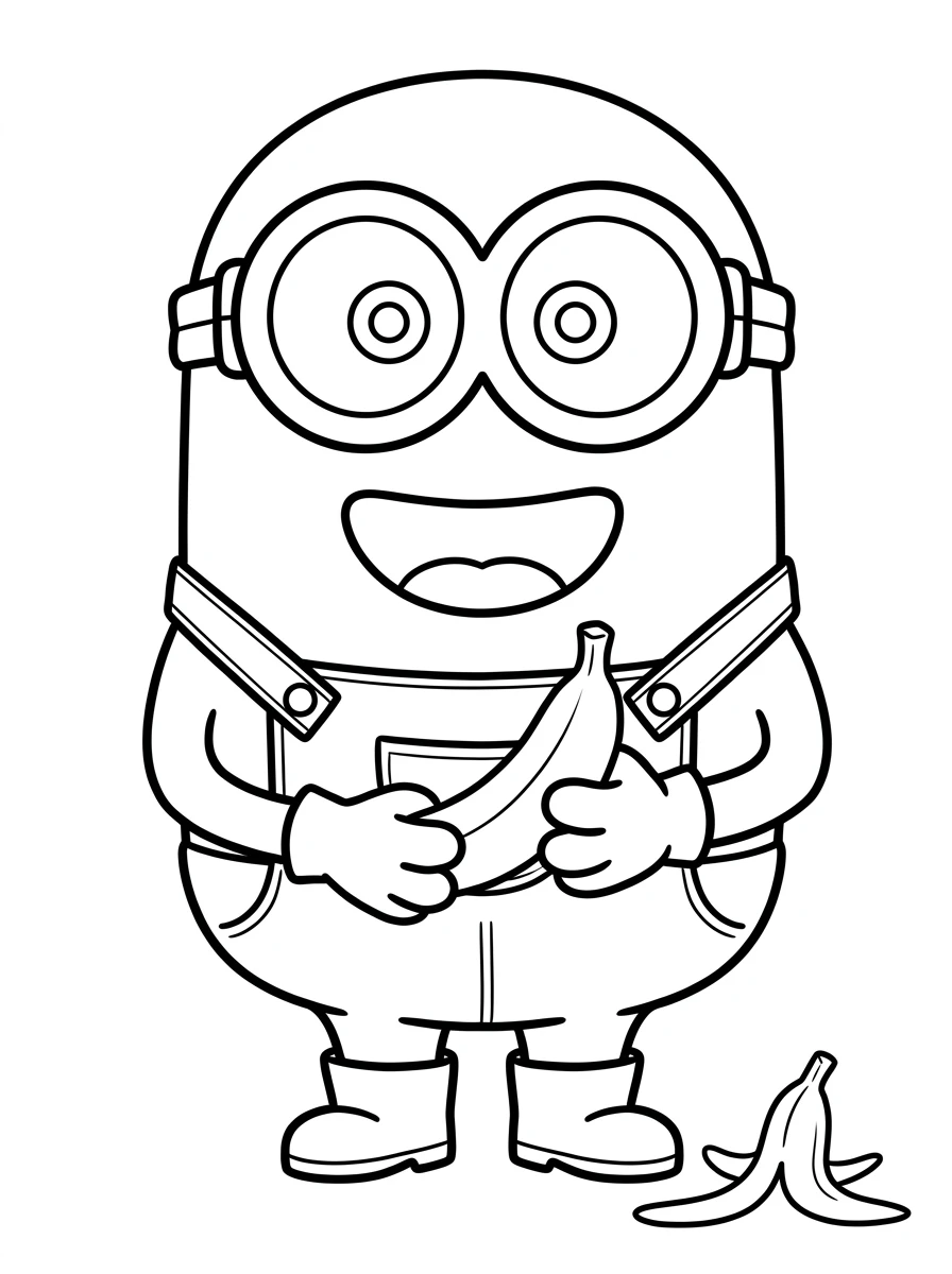 Glücklicher Minion mit riesiger Banane