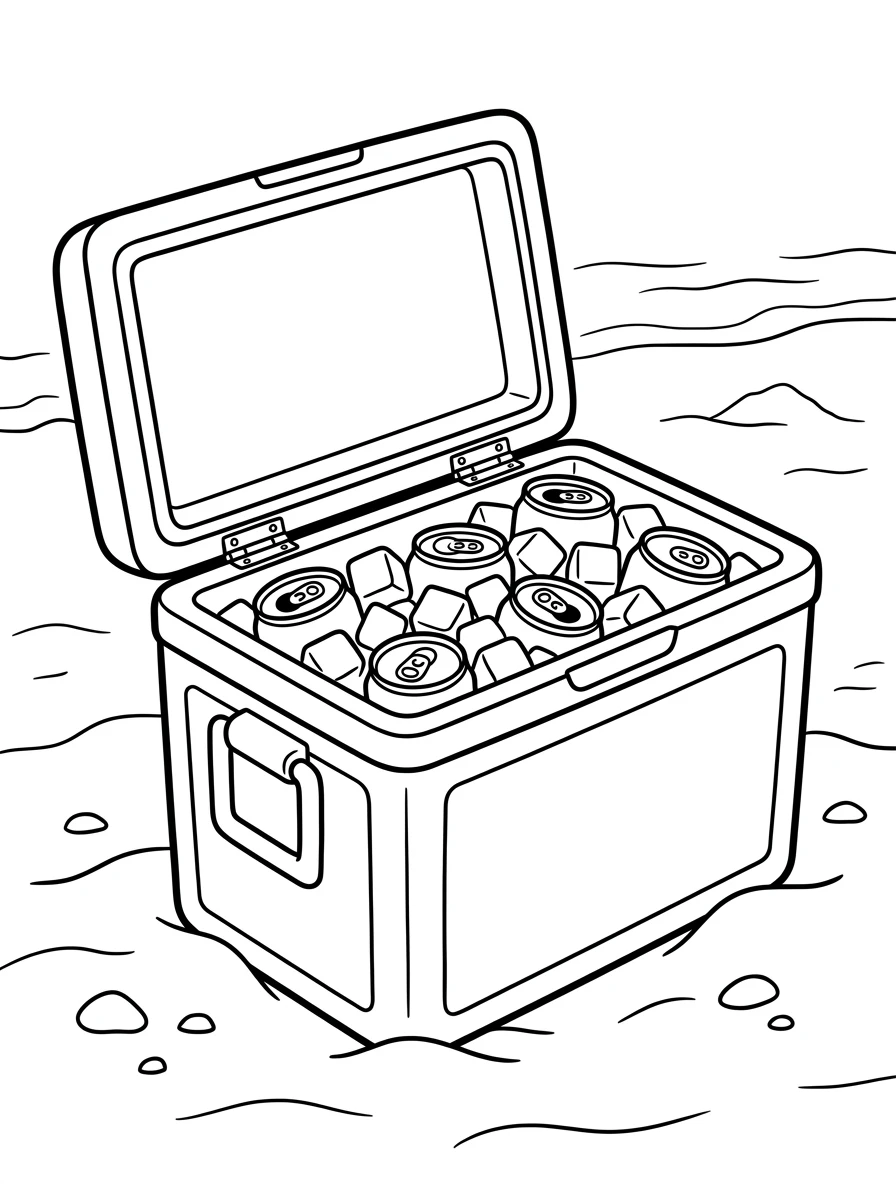 Kühlbox mit Getränken im Sand