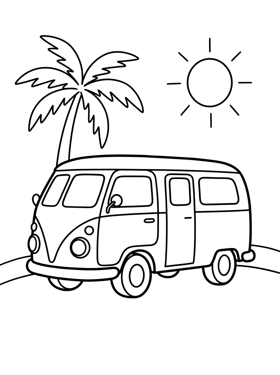 Retro-Camper unter Palmen