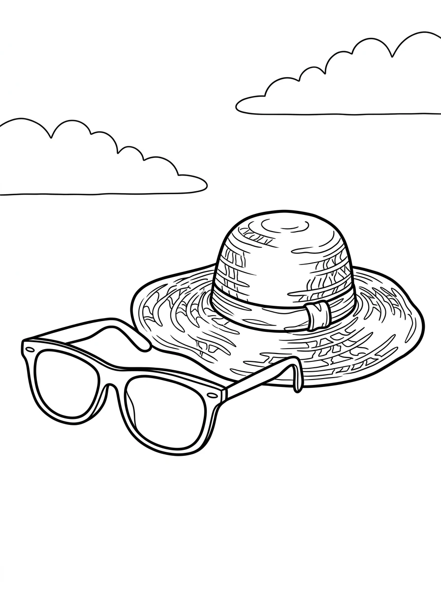 Sommerlicher Strohhut mit Sonnenbrille