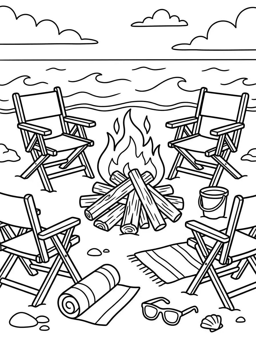Sommerliches Lagerfeuer am Strand