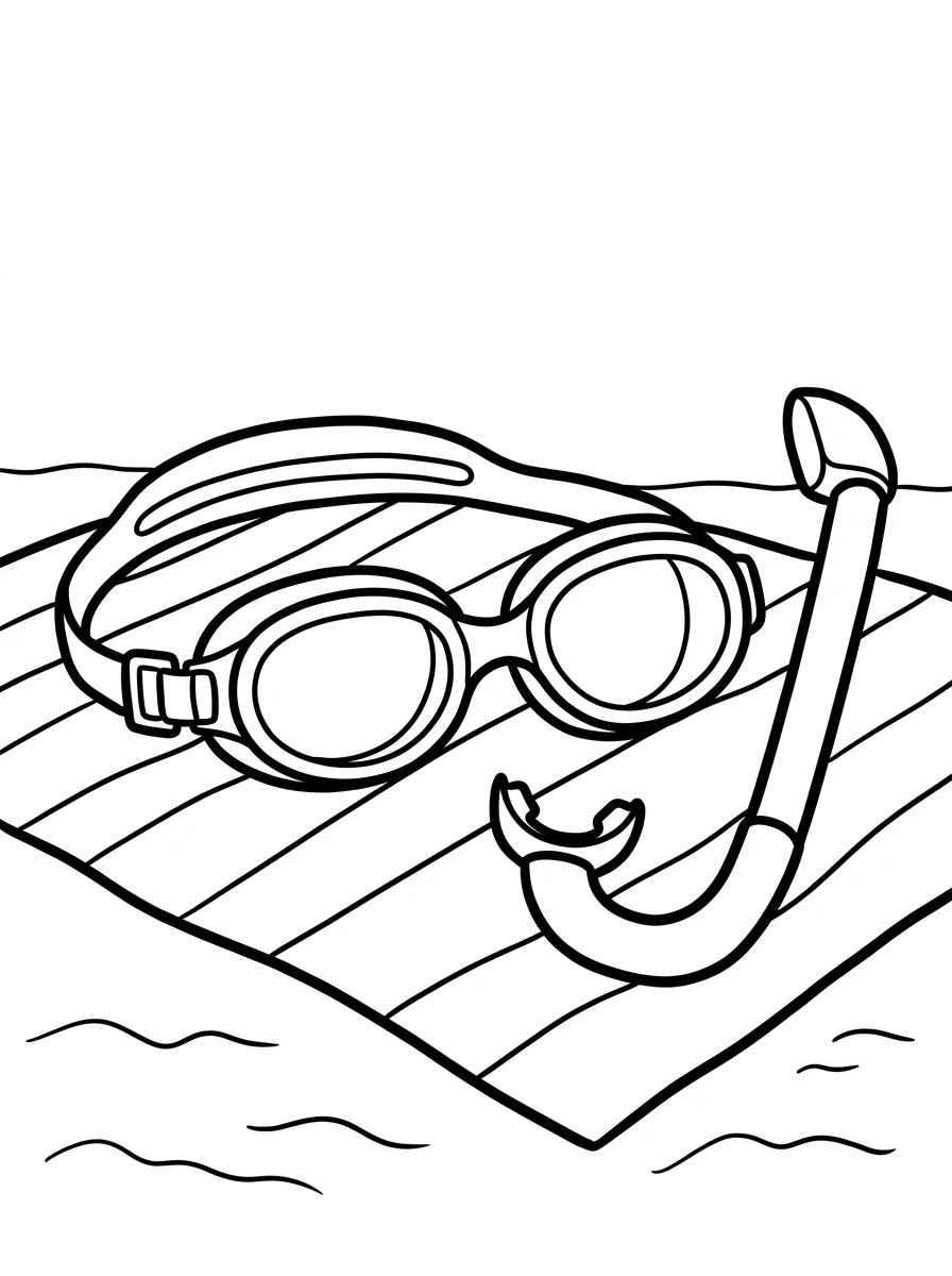 Taucherbrille und Schnorchel am Strand