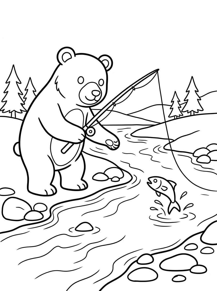 Bär fischt am Fluss