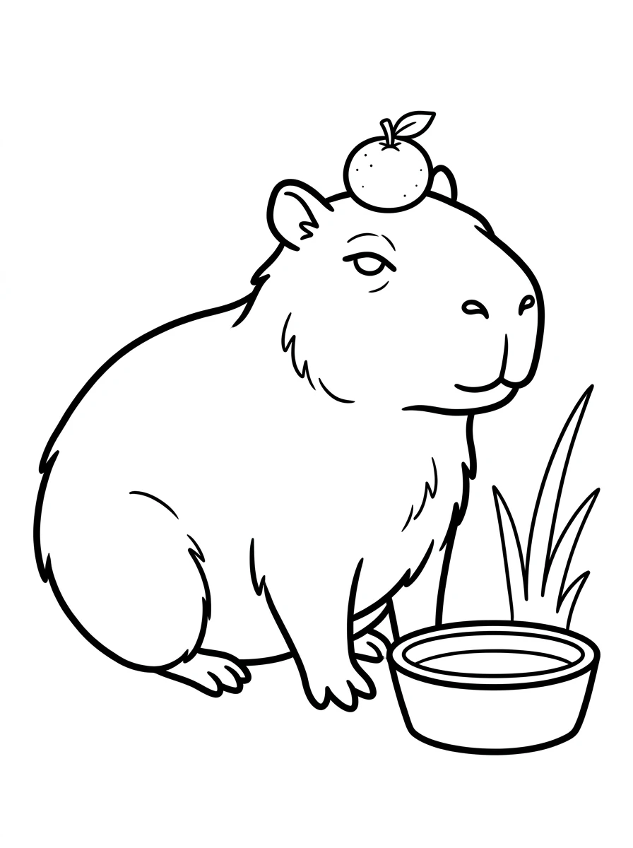 Ausmalbilder Tiere: Entspanntes Capybara