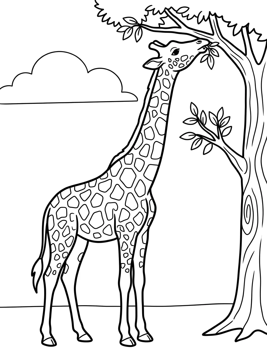 Große Giraffe frisst Blätter