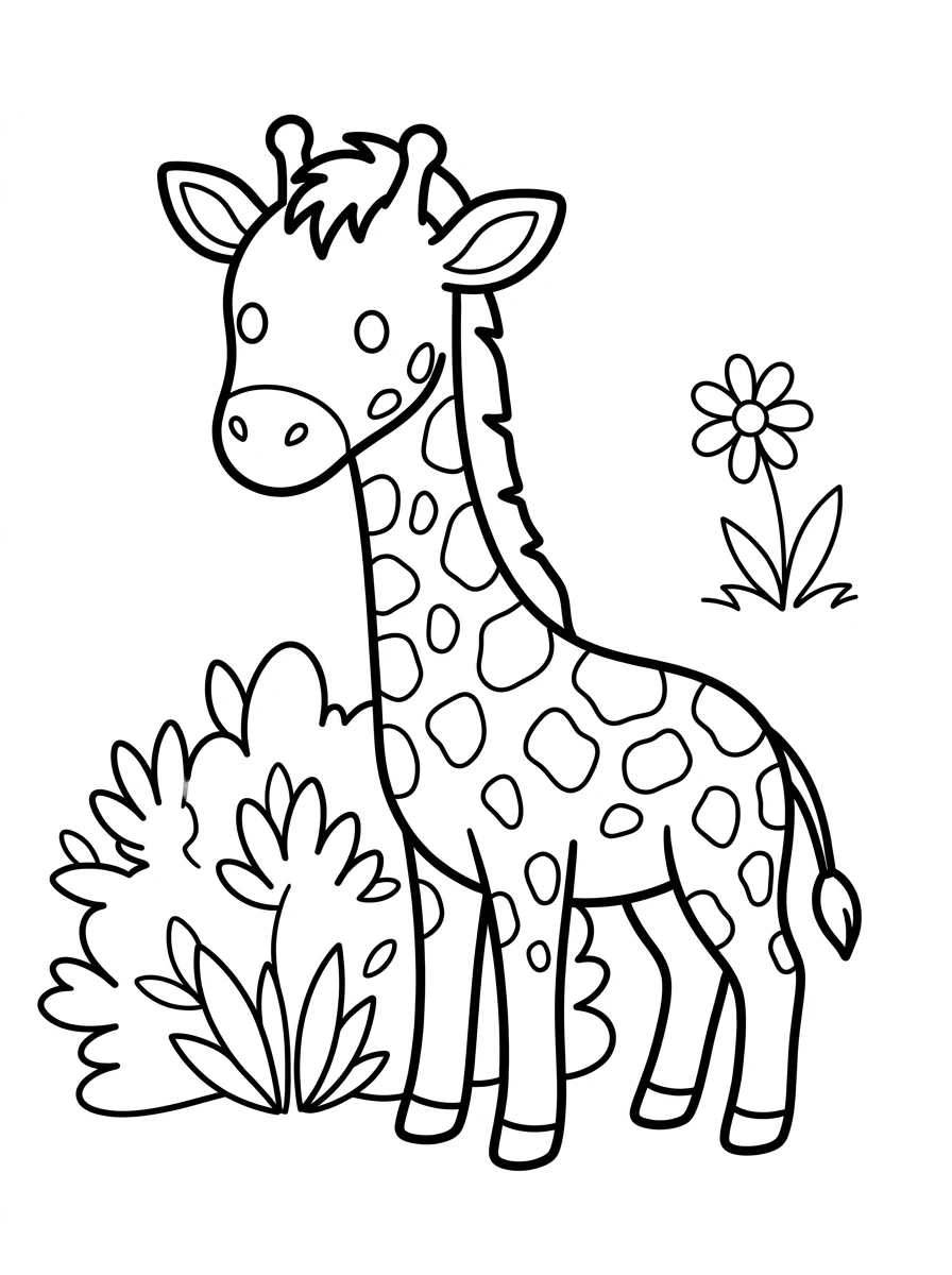 Kleine Giraffe am Busch