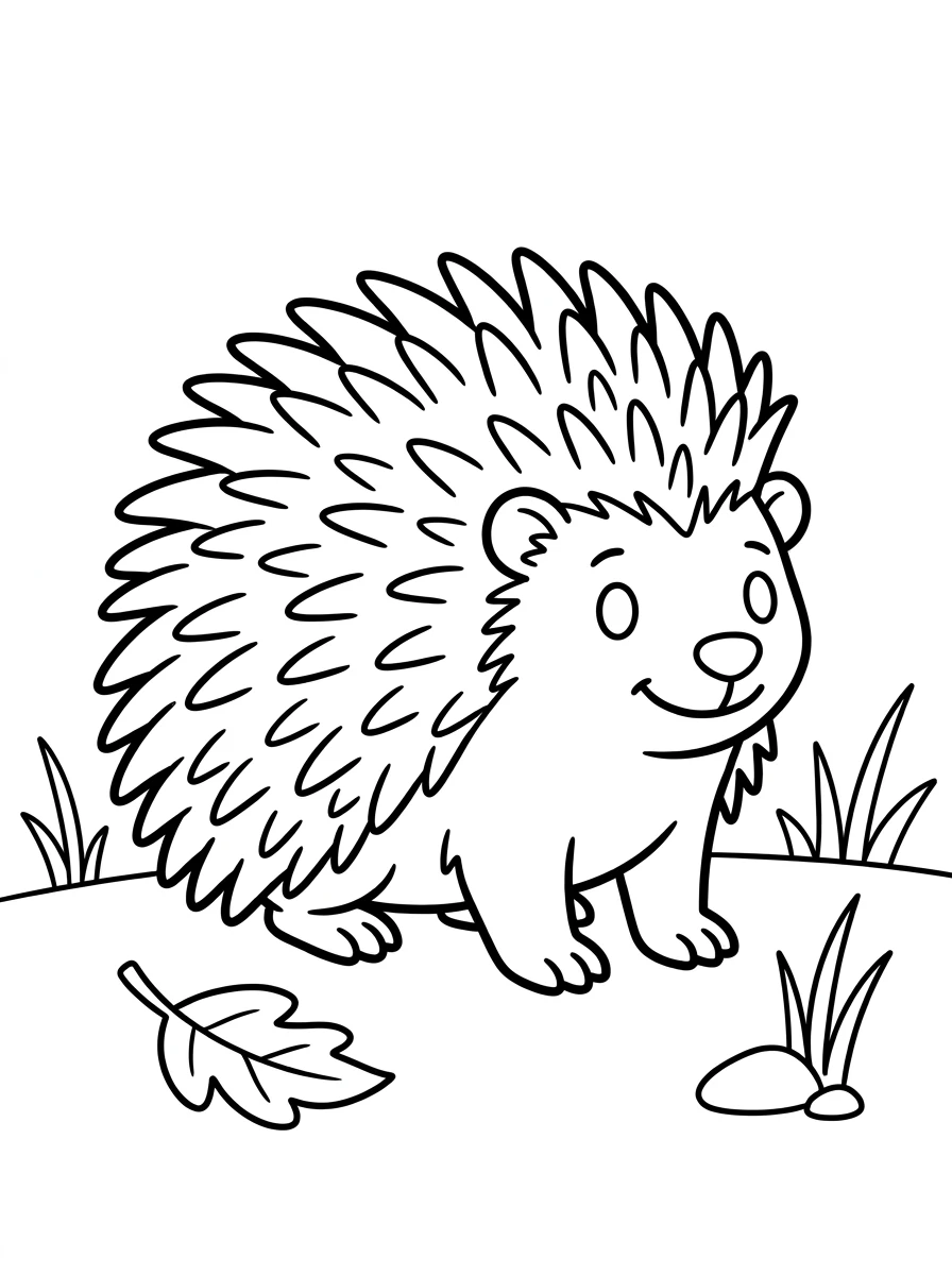 Lächelndes Stachelschwein mit Blatt