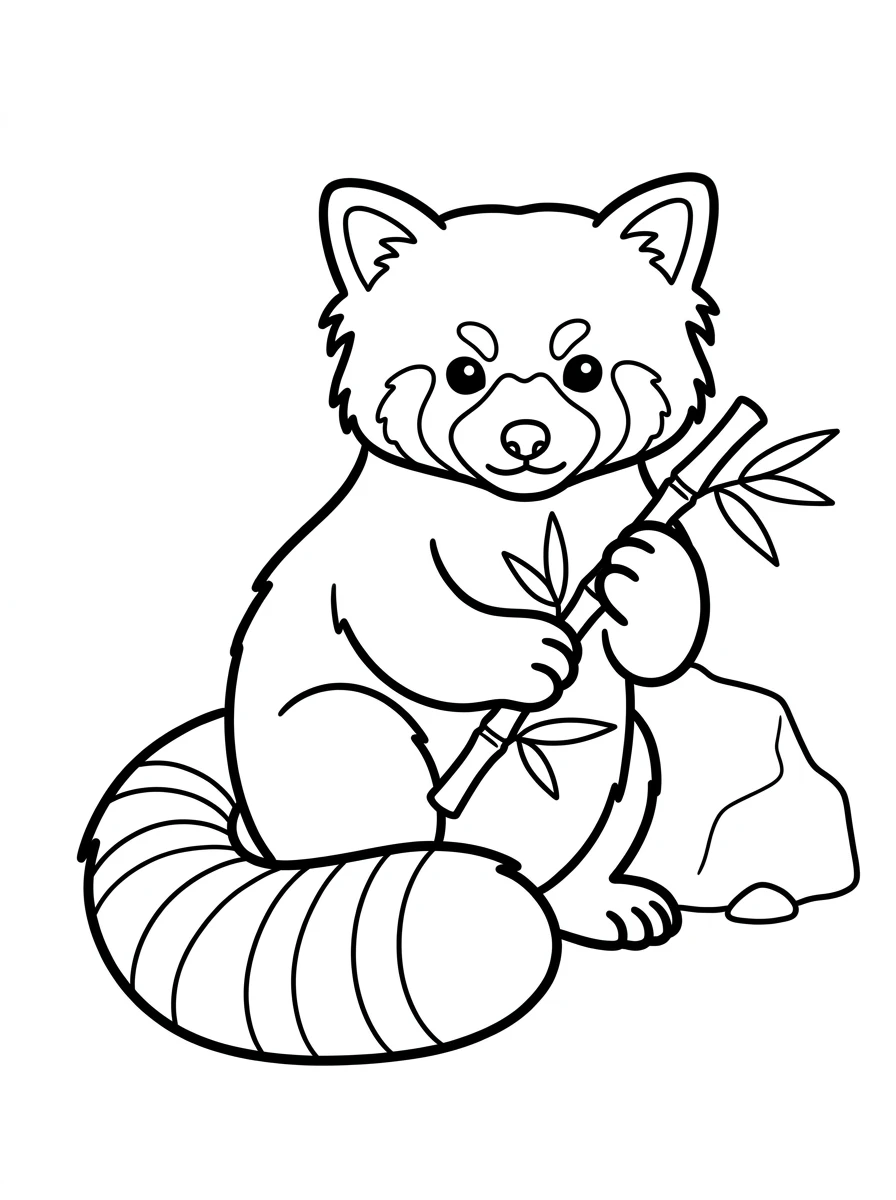 Roter Panda mit Bambus