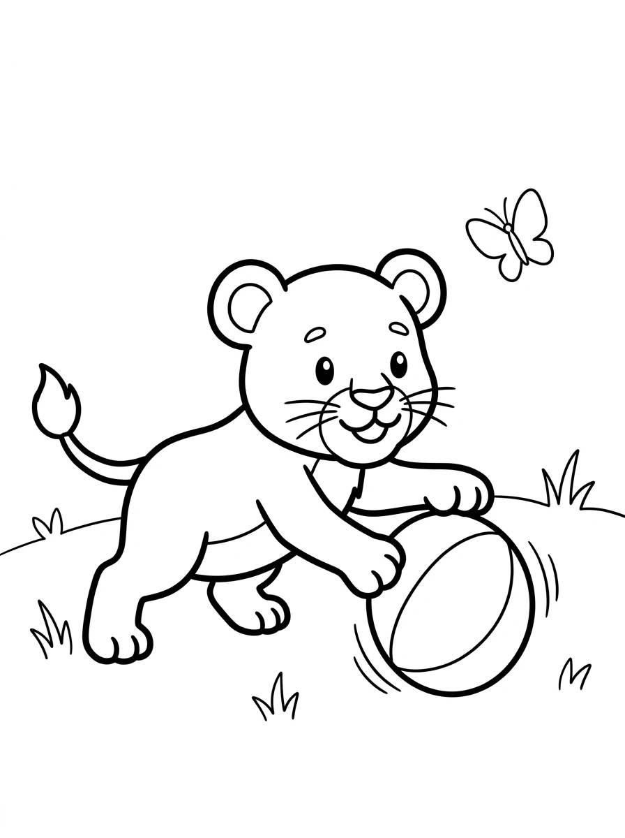 Spielendes Löwenbaby mit Ball