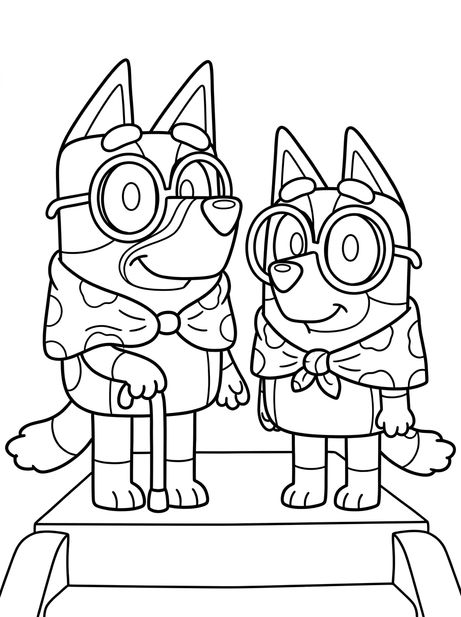 Bluey und Bingo als Omas