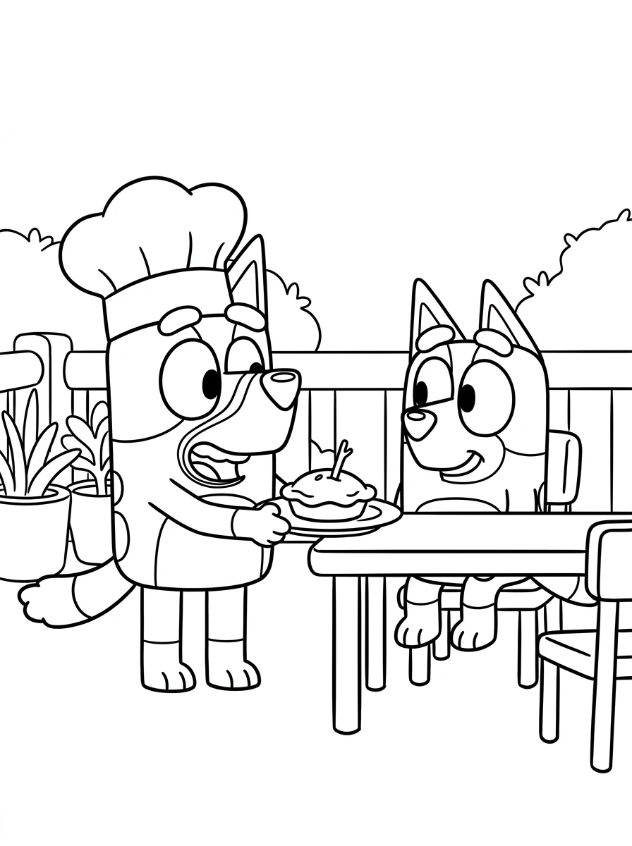Bluey und Bingo spielen Restaurant