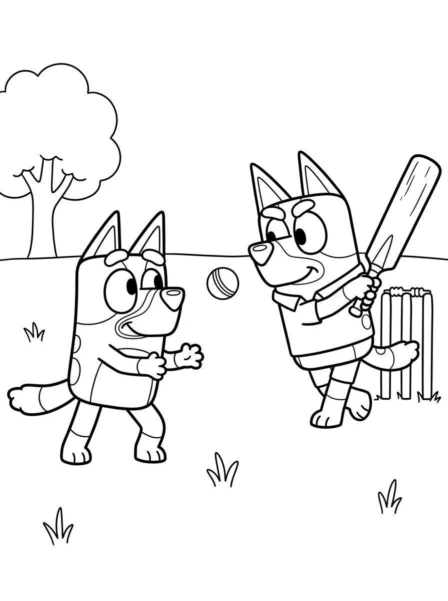 Bluey und Rusty spielen Cricket