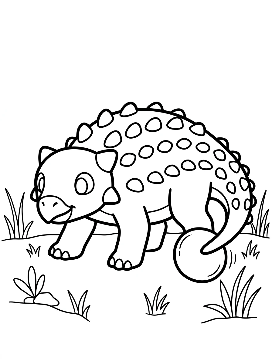 Baby-Dino mit rundem Stein