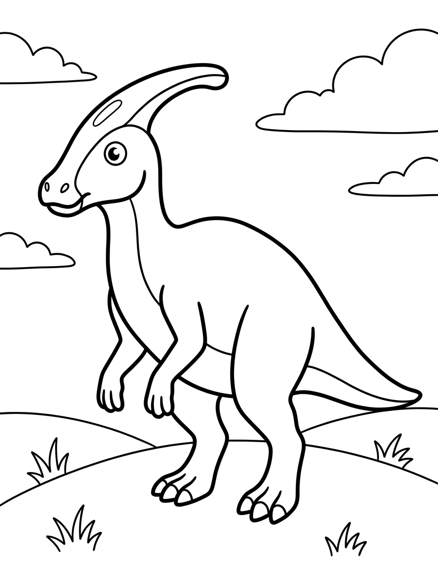 Dino auf dem Grashügel