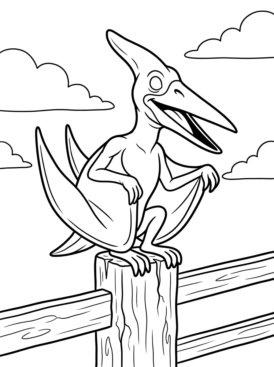 Dino auf dem Zaunpfahl