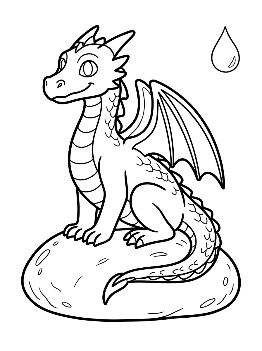 Drache auf einem Flussstein