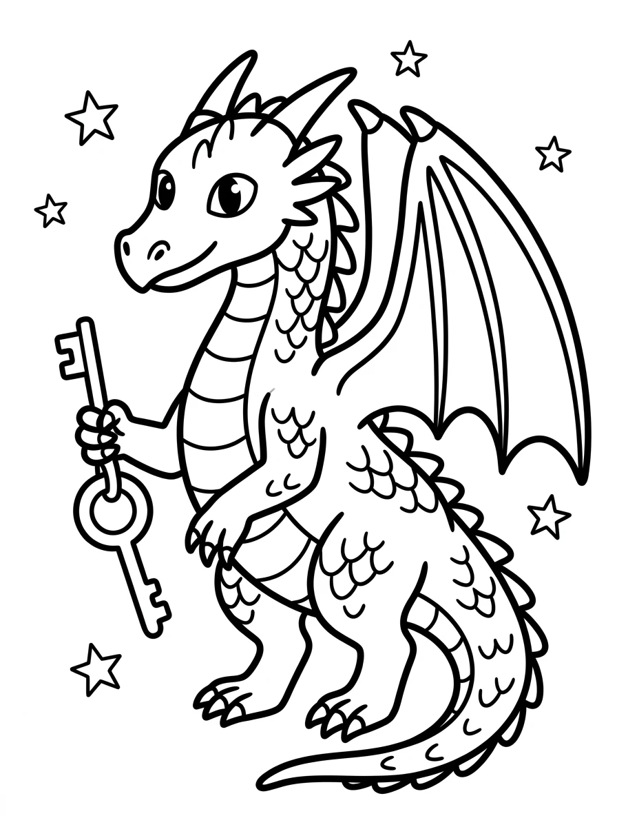 Drache mit einem Schlüssel