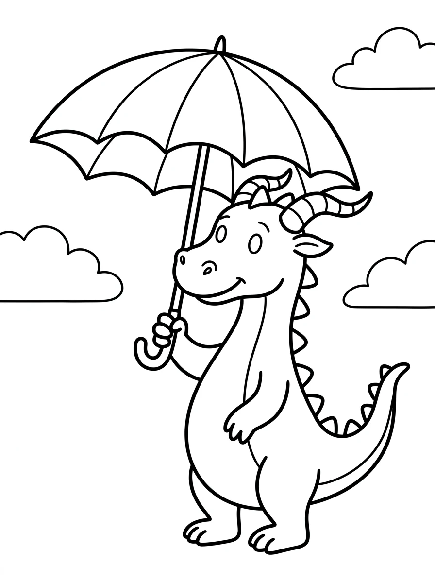 Drache mit Regenschirm