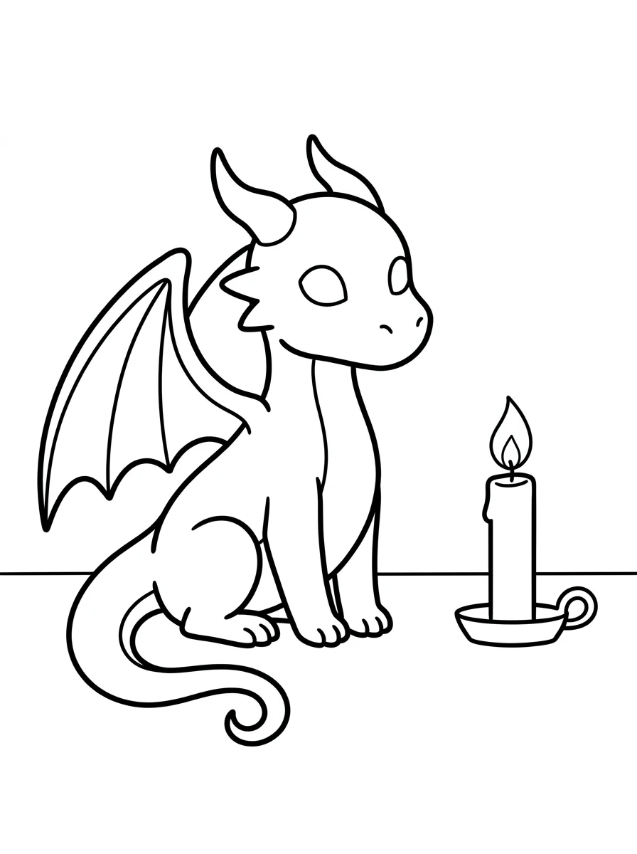Kleiner Drache mit Kerze